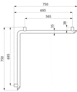 Shower Handrail Aluminium Anthracite Drawing