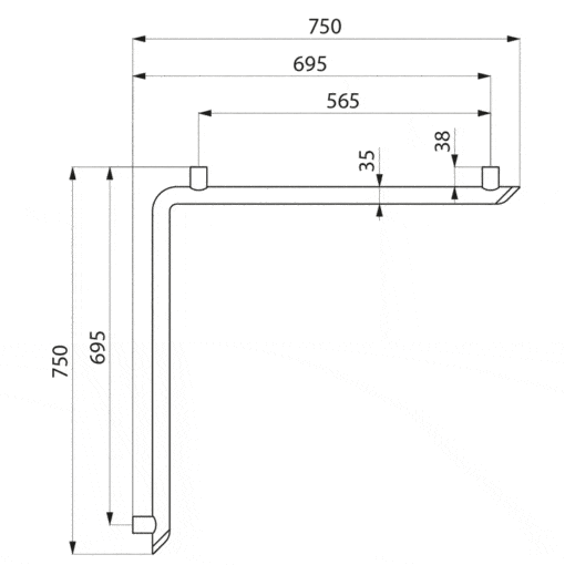 Shower Handrail Aluminium Anthracite Drawing