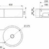 Lavabo pour montage mural, acier inoxydable satiné, sans trou pour robinet, ADL-120710.2