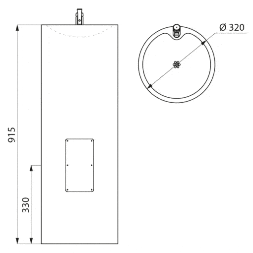 Fontaine à boire sur pied 915mm inox mat dessin