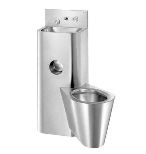 Combinazione di carceri KOMPACT TC, installazione posteriore a parete, con lavabo e WC sospeso, a destra