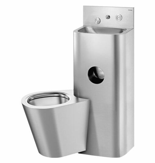 Combinazione di carceri KOMPACT TC, montaggio posteriore a parete, con lavabo e WC sospeso, sinistra
