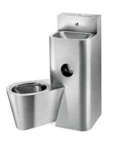 Combinazione WC prigione in acciaio inox a sinistra, installazione a pre-muro B2