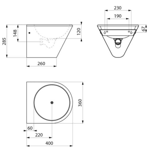 Lavabo in acciaio inossidabile con sifone nascosto Disegno