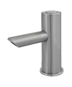 Washbasin mixer with PIEZO push-button stainless steel matt