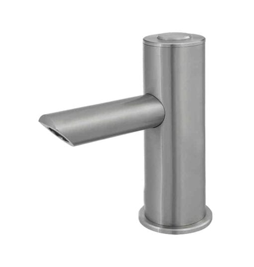 Washbasin mixer with PIEZO push-button stainless steel matt