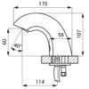 Vanne électronique pour lavabo, acier inoxydable mat, pile ou adaptateur secteur, ASA-SLU 45B**.
