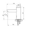 Vanne électronique pour lavabo, acier inoxydable mat, pile ou adaptateur secteur, ASA-SLU 91NDB**.