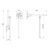 Folding support handle with foot, l. 650mm, aluminium matt white, ADL-511962W**