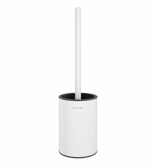 Toilet brush set for wall mounting, without cover, stainless steel matt white