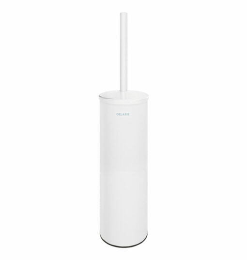 Ensemble brosse WC pour montage mural, avec fixation par antivol, inox mat blanc
