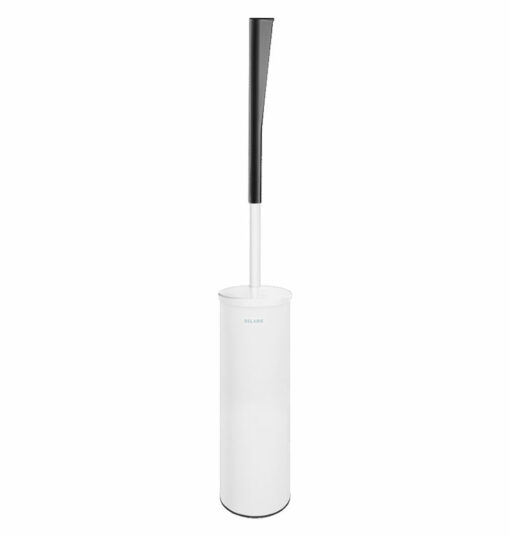 Ensemble brosse WC pour montage mural, avec couvercle, inox mat blanc