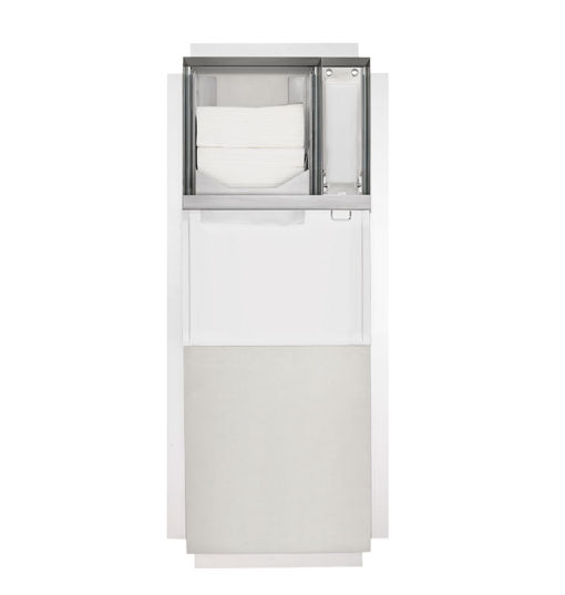 PROOX, flush-mounted paper towel and soap dispenser/waste bin combination, ZE-202-SF