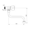 Wall valve for sink unit, swivelling outlet pipe, low-scaling steel regulator, outlet l. 150 mm, D275150**