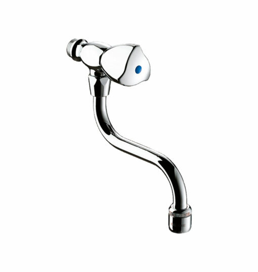 Wall valve for sink unit, swivelling outlet pipe, low-scaling steel regulator, outlet l. 150 mm, D275150**