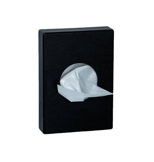Dispenser di sacchetti per l'igiene per montaggio a superficie, in acciaio inox, rivestimento nero, B-3541BL