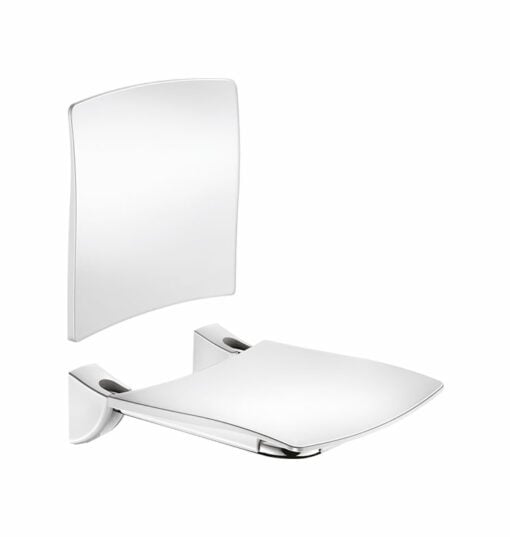 Folding shower seat with backrest, comfort, for wall mounting, 510434**