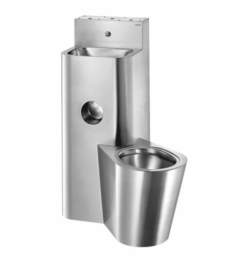 Combiné prison KOMPACT TW/TWW, avec lavabo et WC au sol à droite, inox, montage en applique