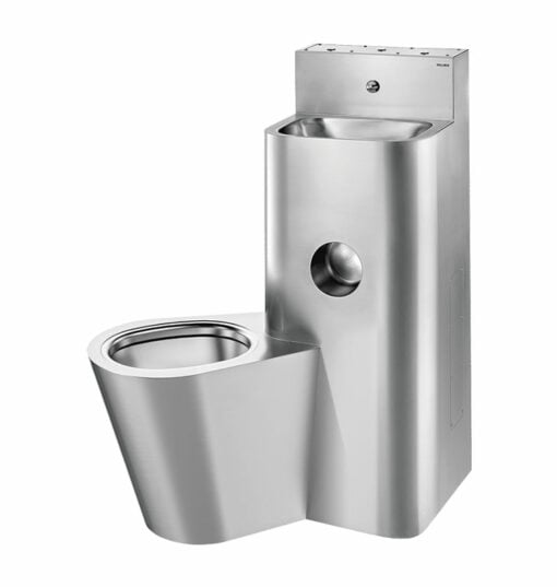 Combinazione di prigioni KOMPACT TW/TWW, con lavabo e WC a pavimento a sinistra, acciaio inox, installazione a parete