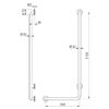 L-shaped handrail, Ø 32, h. 1150 mm, high-gloss left version, ADL-5071GP2