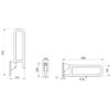 Barre d'appui pliante en acier inoxydable brillant, L. 850 mm