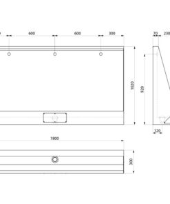 Urinoir LP, l. 1800 mm, à poser au sol, acier inoxydable satiné, ADL-130320 Dessin