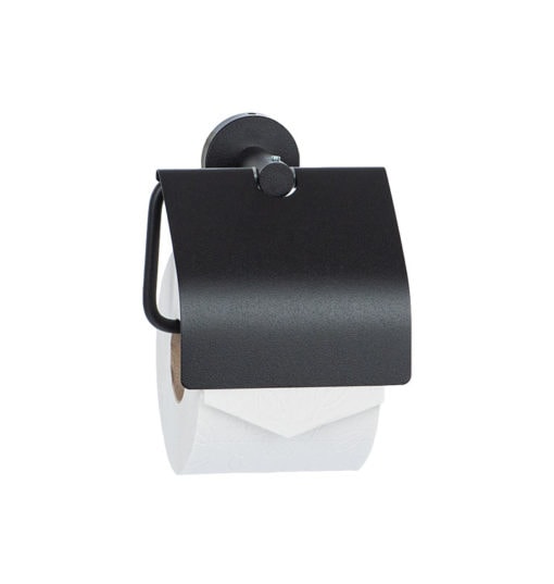 Distributeur de papier toilette ECONOM, avec capot, acier inoxydable, revêtement noir