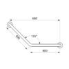 Angle handle 135° stainless steel glossy, 400 x 400 mm, 2 fixing points, ADL-5081P2