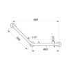 Poignée d'angle 135° acier inoxydable brillant, 400 x 400 mm, Ø 25, 3 points de fixation, ADL-5087P