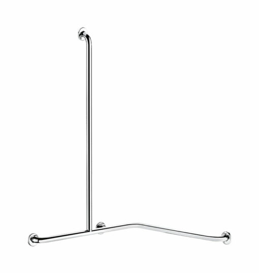 2-Wand-Duschhandlauf mit vertikaler Stange, Edelstahl glänzend, linke Ausführung, ADL-5481GP2