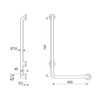 Corrimano a L, acciaio inox lucido, h. 750 mm, versione destra, ADL-5070DP2