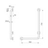 Main courante en forme de L, acier inoxydable satiné, h. 750 mm, version gauche, ADL-5070GS