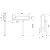 Folding support rail with foot, shiny stainless steel, l. 650 mm, ADL-510162P