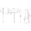Folding support rail with foot, shiny stainless steel, l. 850 mm, ADL-510170P