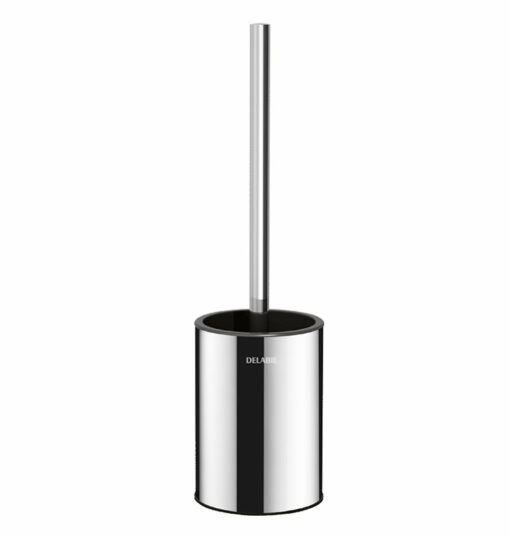 Ensemble brosse WC au sol, acier inoxydable poli brillant