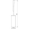 Ensemble brosse WC avec couvercle et long manche, au sol, inox poli brillant