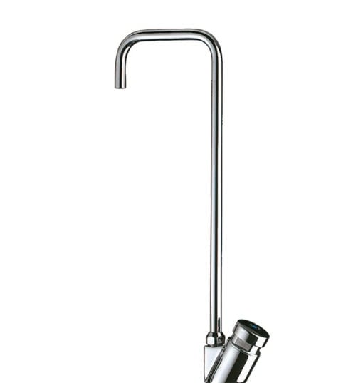 Gooseneck fitting, for drinking fountain, quick-closing