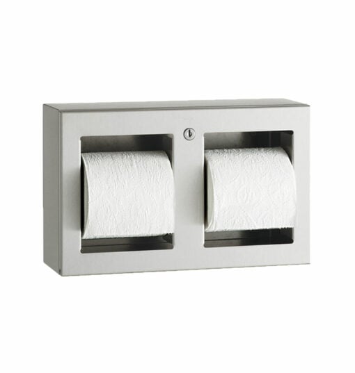 WC-Papierrollenhalter für 2 Rollen, für Aufputzmontage, aus Edelstahl matt, B-3588