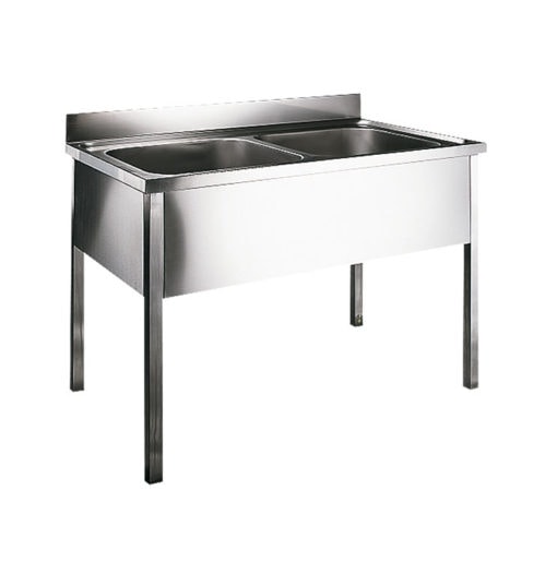 Floor-standing double sink, stainless steel, 1200 x 700 x 850 mm