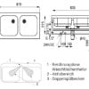 Double sink with front and side aprons, touch-free, battery-operated, stainless steel, wall-hung, ASA-SLUN-06EXB