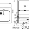 Doppelspülbecken mit integrierter Elektronik mit Rückwand, Edelstahl, wandhängend, ASA-SLUN-07E