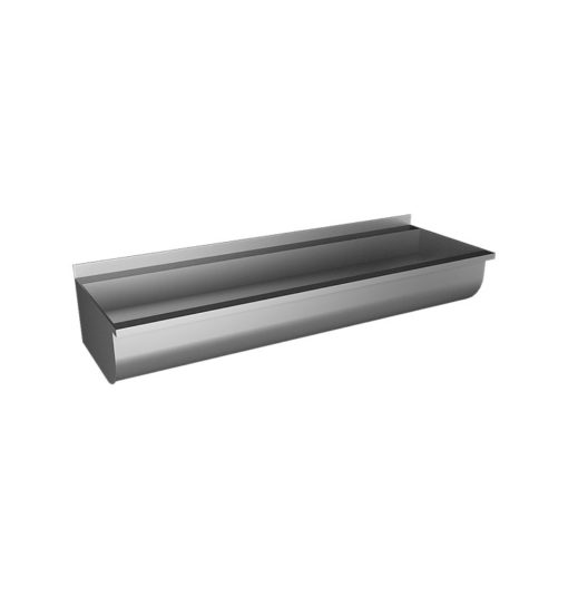 Bac de lavage sans jupe, avec bac rond, acier inoxydable, l. 1250 mm, montage mural, ASA-SLUN-10K