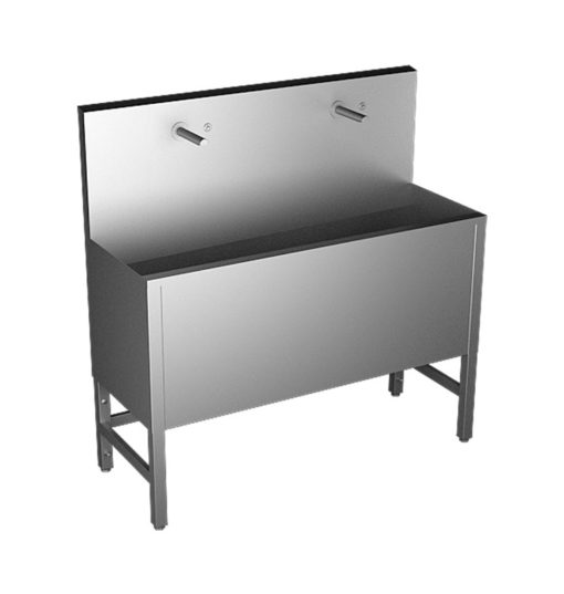 Waschrinne bodenstehend mit Piezo Elektronik, 2 Handwaschplätze, Edelstahl matt, 24 V DC, L. 1250 mm, ASA-SLUN-50PA
