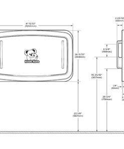 Changing table foldable stainless steel horizontal surface-mounted drawing1