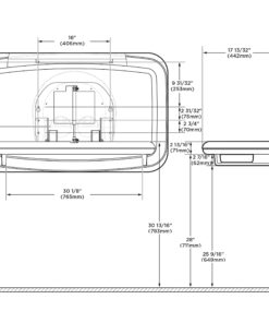 Table à langer rabattable inox horizontale apparente Dessin2