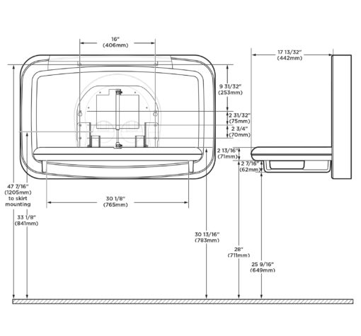 Fasciatoio pieghevole in acciaio inox orizzontale a disegno2