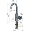 Miscelatore monocomando per lavabo con bocca girevole, h. 205 mm, l. 135 mm, G 3/8", cromato