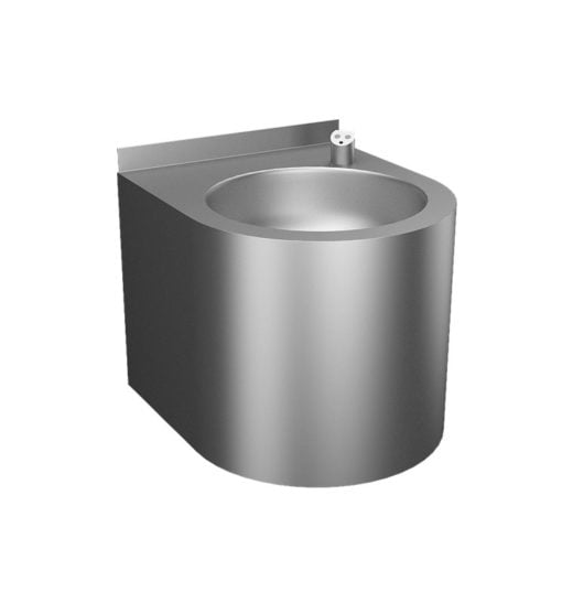 Stainless steel drinking fountain, touchless, wall-mounted, 6V