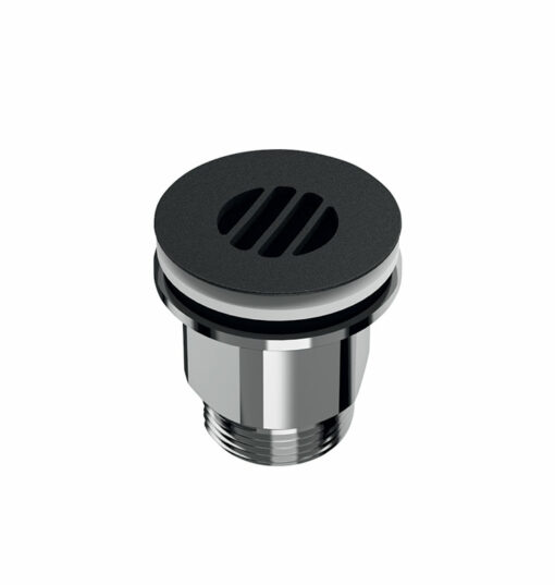 HYGIENA waste valve, with curved inlet grille, chrome-plated brass, Tefoln surface, matt black, ADL-6110BK