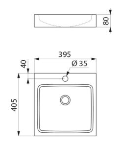 Washbasin top black matt with tap hole Z2